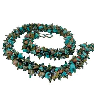 Vintage Mermaid's Beaded Necklace and Bracelet Set